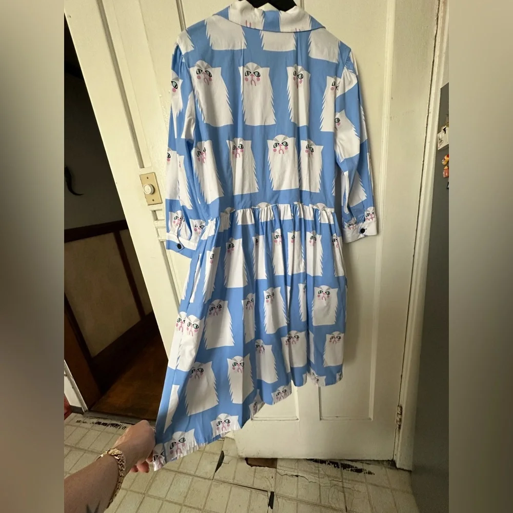 Nooworks Blue Cat Print Dress - Picture 5 of 10